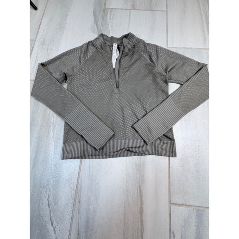 Lululemon Rest Less Half Zip Pullover Gray Green LW3EQ7S Size 6